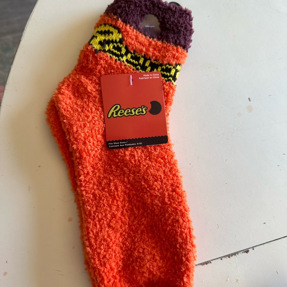 Reese's Fuzzy Orange Socks